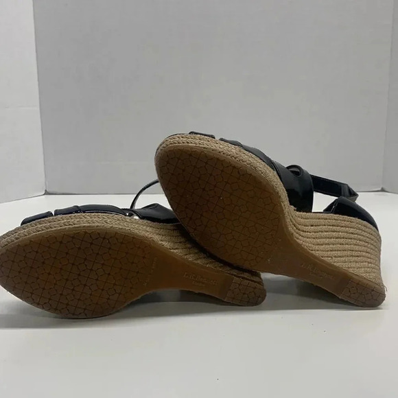 Lk Bennet Maggie Sandal Wedge Espadrilles Patent Leather Heels Black 39.5 US 9 - Picture 10 of 11